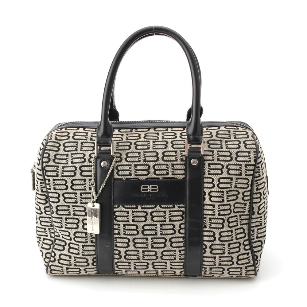 Balenciaga canvas leather Boston bag handbag black